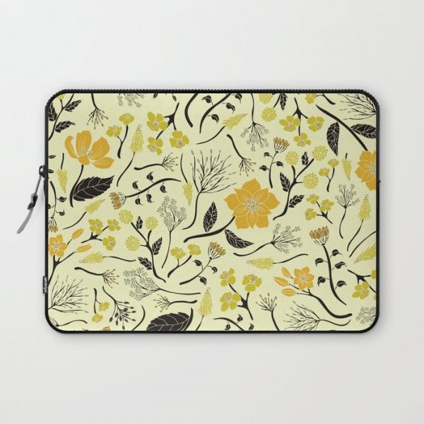 Yellow, Green & Black Floral/Botanical Pattern Computer Cover by Beth Norton - Laptop Sleeve - 13"