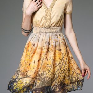 Yellow Plain Casual Polyester Mini Dress