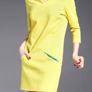 Yellow Simple Paneled Mini Dress