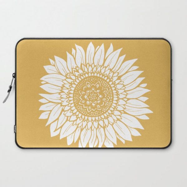 Yellow Sunflower Drawing Computer Cover by Allison Terkelsen - Laptop Sleeve - 15"