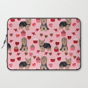 Yorkie valentines day yorkshire terrier hearts cupcakes dog breeds dog gifts pet portraits Computer Cover by PetFriendly - Laptop Sleeve - 15"