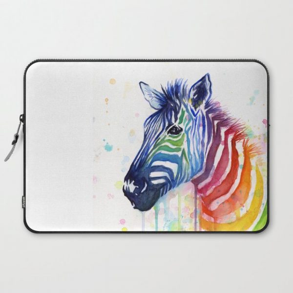 Zebra Watercolor Rainbow Animal Painting Ode to Fruit Stripes Computer Cover by Olechka - Laptop Sleeve - 15"