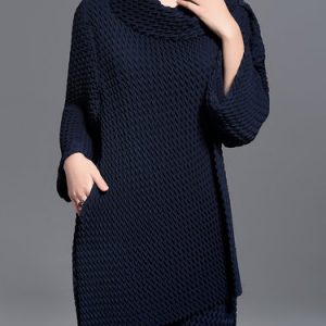 Zig Zag Asymmetrical Long Sleeve Coat With Pockets