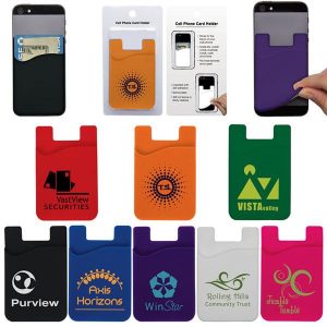 a black adhesive card holder with your customized logo 3m adhesive smart phone wallet mobile phone card holder case pouch for iphone/samsung