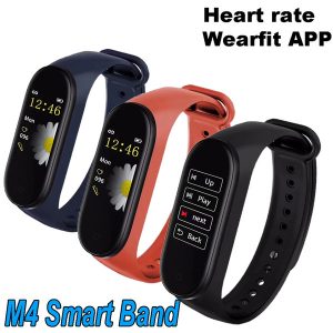 a quality m4 smart band fitness tracker watch sport bracelet heart rate wearfit app clip-on charger