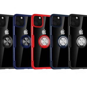 acrylic pc tpu luxury carbon fiber defender case for iphone 11 pro max xr xs max note 10 metal ring bracket car holder