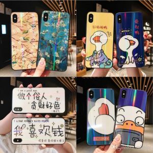 all discout 2019 new lovely cartoon case for iphonexr iphonexs max cases aurora glass cover for iphone 678 lovers cases