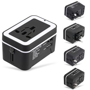 all in one international travel dual usb port wall charging adapter