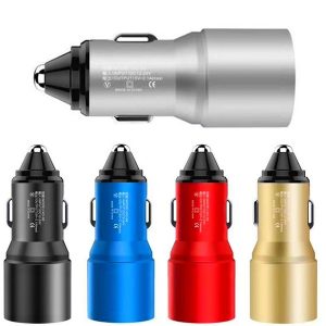 alloy metal car charger 5v 2.1a dual usb ports car charger auto power adaptor for samsung huawei android phone gps pc