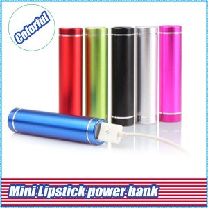 aluminum lipstick 2600mah power bank portable backup external battery charger usb cylinder emerge mobile power supply