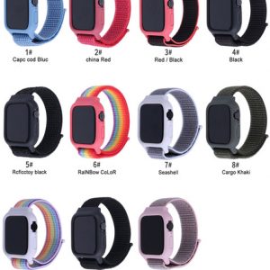 apple watch band case 38mm/42mm/44mm/40mm,nylon sport loop replacement strap and tpu case