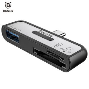 baseus 3 in 1 otg card reader type-c usb 3.0 sd / tf data transfer adapter