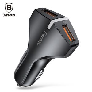 baseus qc 3.0 true dual usb ports quick car charger led indicator