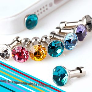 beautiful crystal diamond anti dust plug headphone dustproof plugs ser cap gadgets mobile phone accessory rhinestone 3.5mm earphone jack