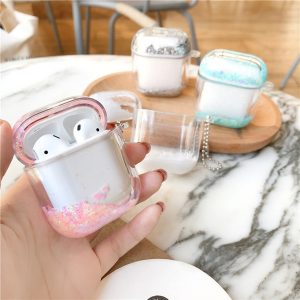 bling sparkly flowing liquid airpods for iphone bluetooth wireless headphones protective case for headphones airpods 1/2 airpods box