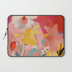 blooming abstract pink Computer Cover by lalunetricotee - Laptop Sleeve - 13"