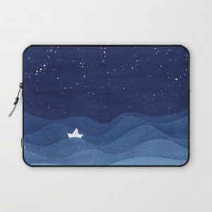 blue ocean waves, sailboat ocean stars Computer Cover by VApinx - Katarzyna L. - Laptop Sleeve - 13"