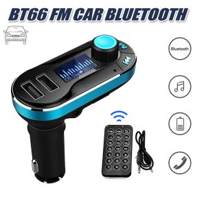 bt66 bluetooth fm transmitter hands fm radio adapter receiver car kit dual usb car charger support sd card usb flash for iphone