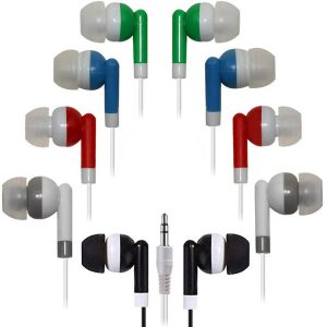 bulk earbuds headphones wholesale earphones, 100 pack disposable ear buds bulk individually wrapped headphones for school classroom