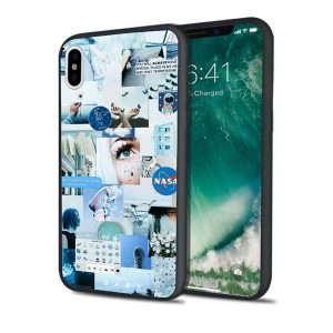 capa luxury blue aesthetic collage case for iphone 11 pro xs max xr 8 7 6s plus 5s se 5 case soft silicone cover.