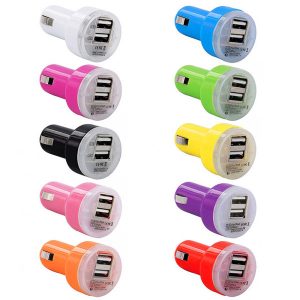 car charger universal 2.1+1a dual usb car charger input colorful mini cigarette lighter charger for iphone 5 6 7 for samsung mp3 speaker pc