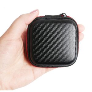 carbon fiber zipper bag for earphone cable mini box sd card portable coin purse headphone bag carrying pouch pocket hard case