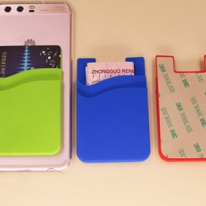 card holder cell phone wallet case credit id card holder pocket stick on 3m adhesive with opp bag green color without logo