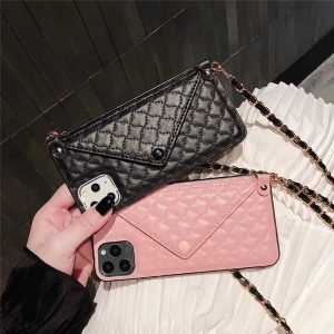 case for iphone 11 pro max case leather chain phone case for iphone x 8/7 plus xs xr xs max branding designer shockproof envelope cover girl