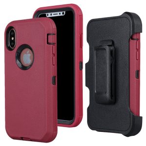 case for iphone xs max shockproof case, touch 3 in 1 heavy duty holster case belt clip + armor protective kickstand cover