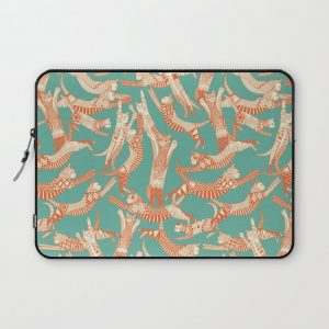 cat party jade orange Computer Cover by Sharon Turner - Laptop Sleeve - 13"