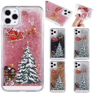 christmas case for iphone 11 pro max quicksand liquid cover case soft tpu clear bling bling gel cases for samsung note 10 note 9 s10 s9 plus