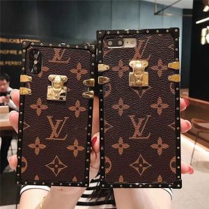 classic monogram leather phone case for iphone xs max/xr x 8/7/6 plus dirt-resistant letter pattern cellphone shell