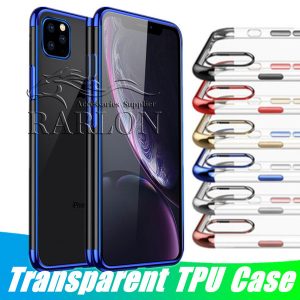 clear tpu case slim fit silicone soft transparent cover plating electroplating edge for iphone 11 pro max xs xr 8 samsung s20 ultra note 10