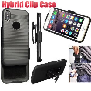 clip belt phone case kickstand phone holder pc hybird 2 in 1 back cases for iphone xs max xr 7 8 plus