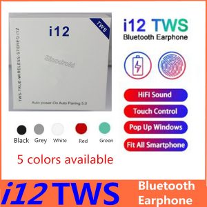 colorful i12 tws bluetooth 5.0 wireless bluetooth headphones support pop up window earphones touch control wireless headset earbuds 10pcs