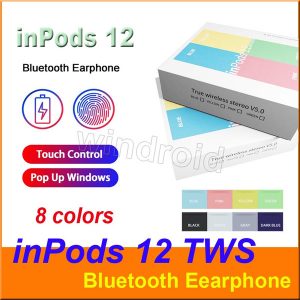 colorful inpods 12 macaron bluetooth wireless tws earphone pop up window headset touch earbuds music earphone for all smart phone 8 colors