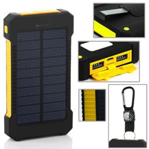 compass solar power bank 20000mah universal battery charger with led flashlight and camping lamp for outdoor charging