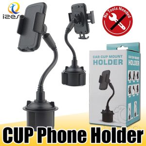 cup holder phone mount universal adjustable gooseneck car phone cradle for samsung note10 plus a90 iphone xs max with retail packaging izeso