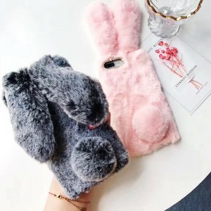 cute soft fluffy rabbit warm fur case for samsung s7 s8 9 10 e plus note8 9 10 covers