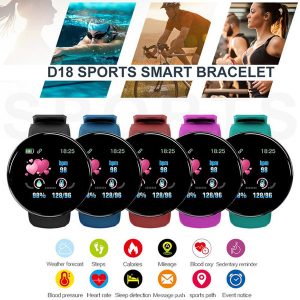 d18 smart watch men women blood pressure round smart wristband waterproof sport smart watch fitness tracker for phone android ios