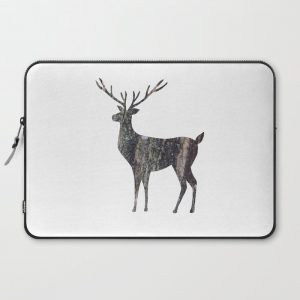 deer silhouette stag black bark with lichen Computer Cover by Sarah Knight - Laptop Sleeve - 15"