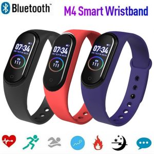 dhl fedex express shipping m4 smart bracelet heart rate blood pressure tracker ip67 waterproof bluetooth wristband