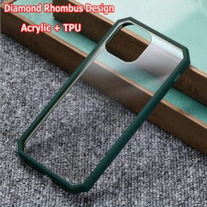 diamond rhombus design tpu acrylic clear back shell case for iphone 11 pro xs max xr 6 7 8 plus shockproof transparent case