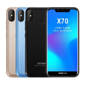 doogee x70 5.5" 19:9 full screen mobile phone 4000mah android 8.1 2gb 16gb mtk6580 quad core 8mp dual cam face id face unlock fingerprint i