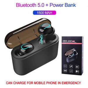 double bluetooth earbud q32 mini wireless earphone with power bank stereo sports cordless handsgaming mic headphone for cell phone head