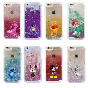 dual gel cute dynamic cartoon bling quicksand liquid flowing glitter star tpu pc phone case cover shell for iphone 6 7 8 plus x xs xr xs max