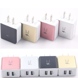 dual usb wall charger home ac adapter universal 5v/2.1a for iphonex 8 7/6/5 samsung s7 s6 note4 4 colors blue flash light mark us plug