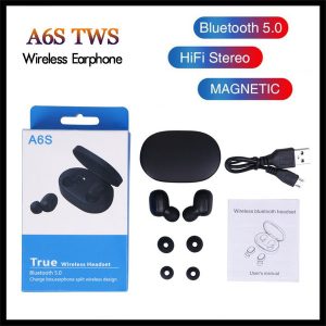 earphone tws a6s headphone bluetooth 5.0 true wireless bluetooth headset with mic for iphone xiaomi huawei samsung smart phones