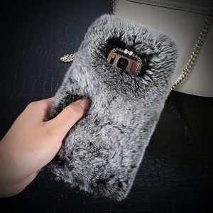 ell fur fluffy phone case for samsung galaxy s7 edge s10e s9 plus luxury diamond back shell for samsung s10 s8 protective cover