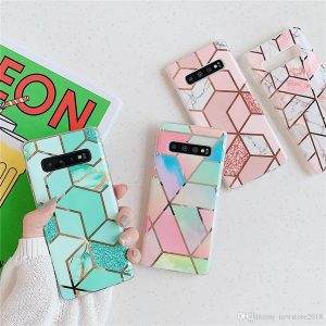 ell plating geometric marble phone cases for samsung galaxy s10 s9 s8 plus s10e note 10 plus case silicone soft tpu shell back cover